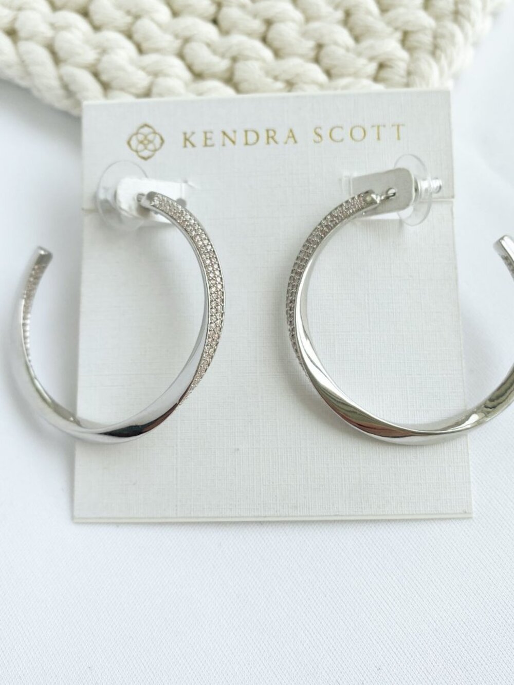 Kendra Scott Ella Silver Crystal Hoop Earrings